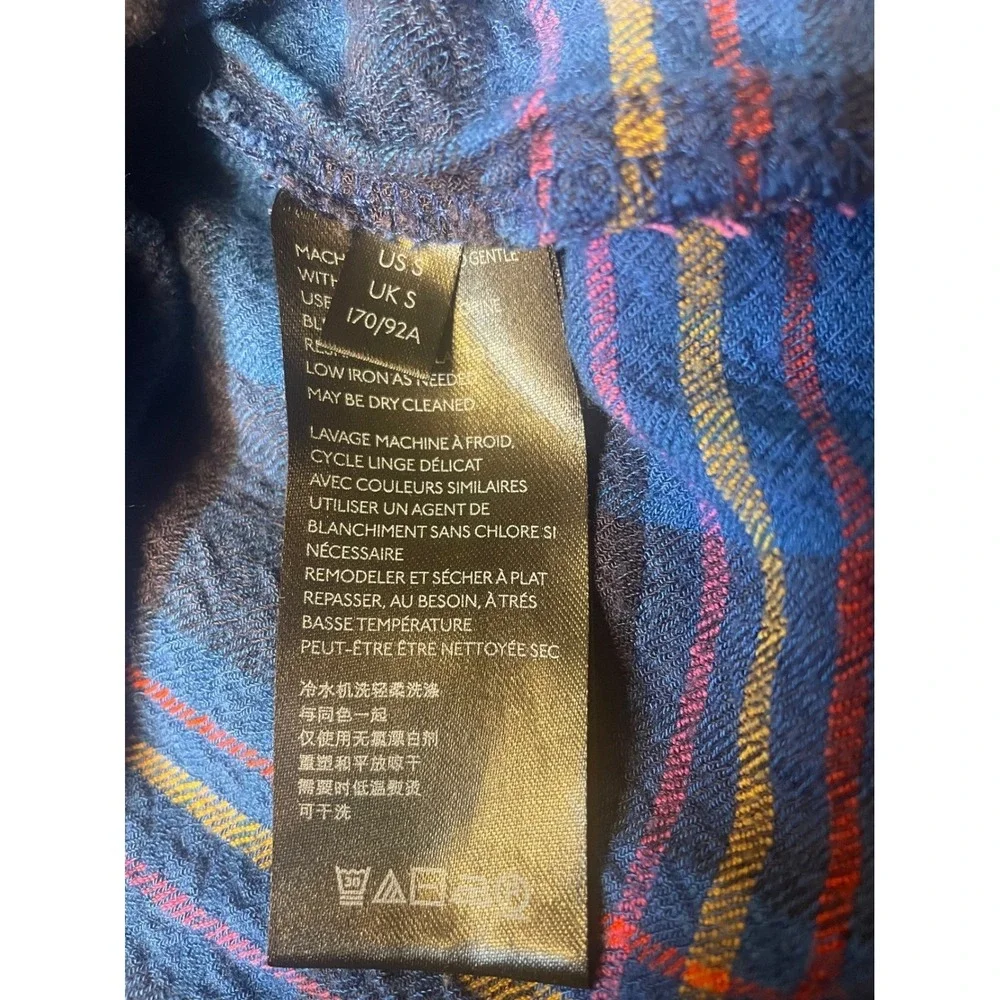 Anthropologie Pilcro Blue Plaid Tunic Shirt Women's Size S Long Sleeve Button Up